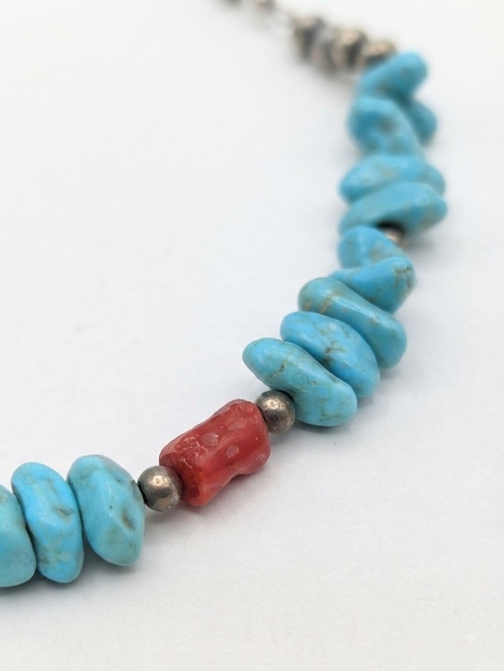 Kids Turquoise Chip Bracelet with Coral Accent Bead